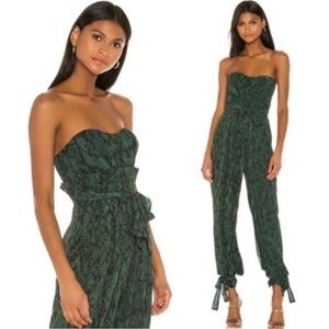 Michael Costello x REVOLVE Jumpsuit Gwendolyn Green Snakeskin